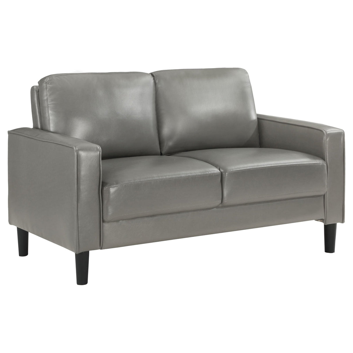 Sofa 2 Pc Set - Ruth 2-piece Upholstered Track Arm Faux Leather Sofa Set Grey