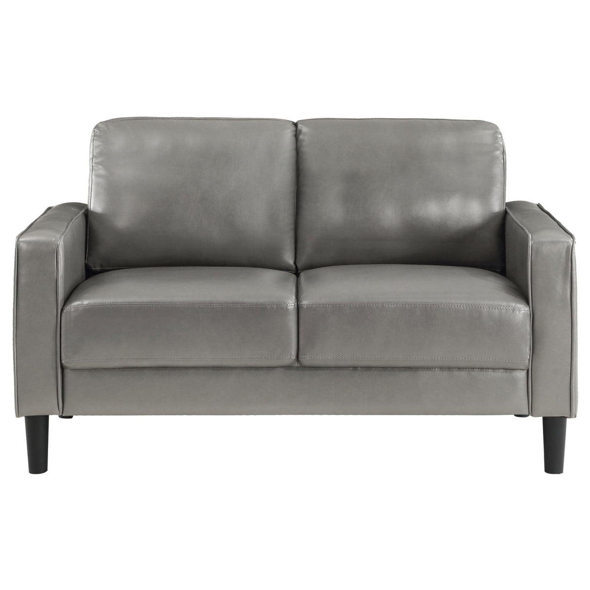 Sofa 2 Pc Set - Ruth 2-piece Upholstered Track Arm Faux Leather Sofa Set Grey