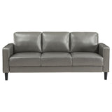 Sofa 3 Pc Set - Ruth 3-piece Upholstered Track Arm Faux Leather Sofa Set Grey