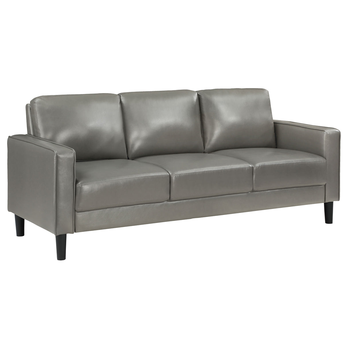 Sofa - Ruth Upholstered Track Arm Faux Leather Sofa Grey