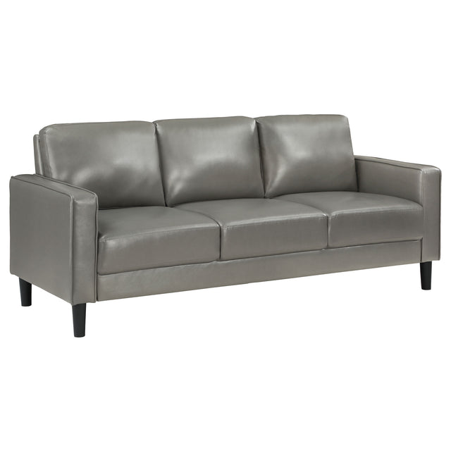 Sofa - Ruth Upholstered Track Arm Faux Leather Sofa Grey