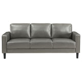 Sofa - Ruth Upholstered Track Arm Faux Leather Sofa Grey