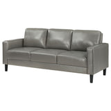 Sofa - Ruth Upholstered Track Arm Faux Leather Sofa Grey