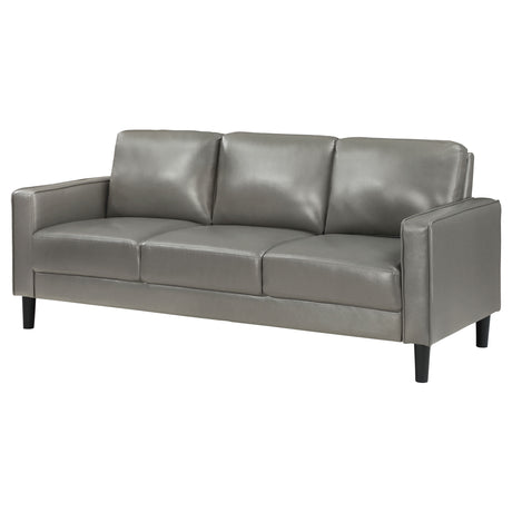 Sofa - Ruth Upholstered Track Arm Faux Leather Sofa Grey