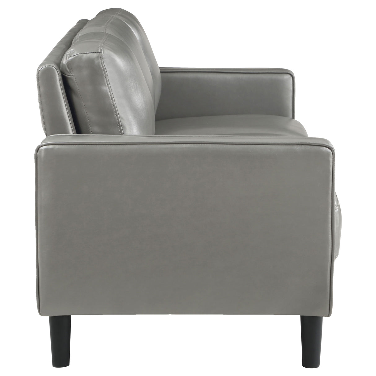 Sofa - Ruth Upholstered Track Arm Faux Leather Sofa Grey