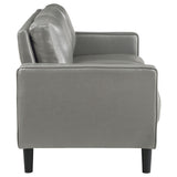 Sofa - Ruth Upholstered Track Arm Faux Leather Sofa Grey