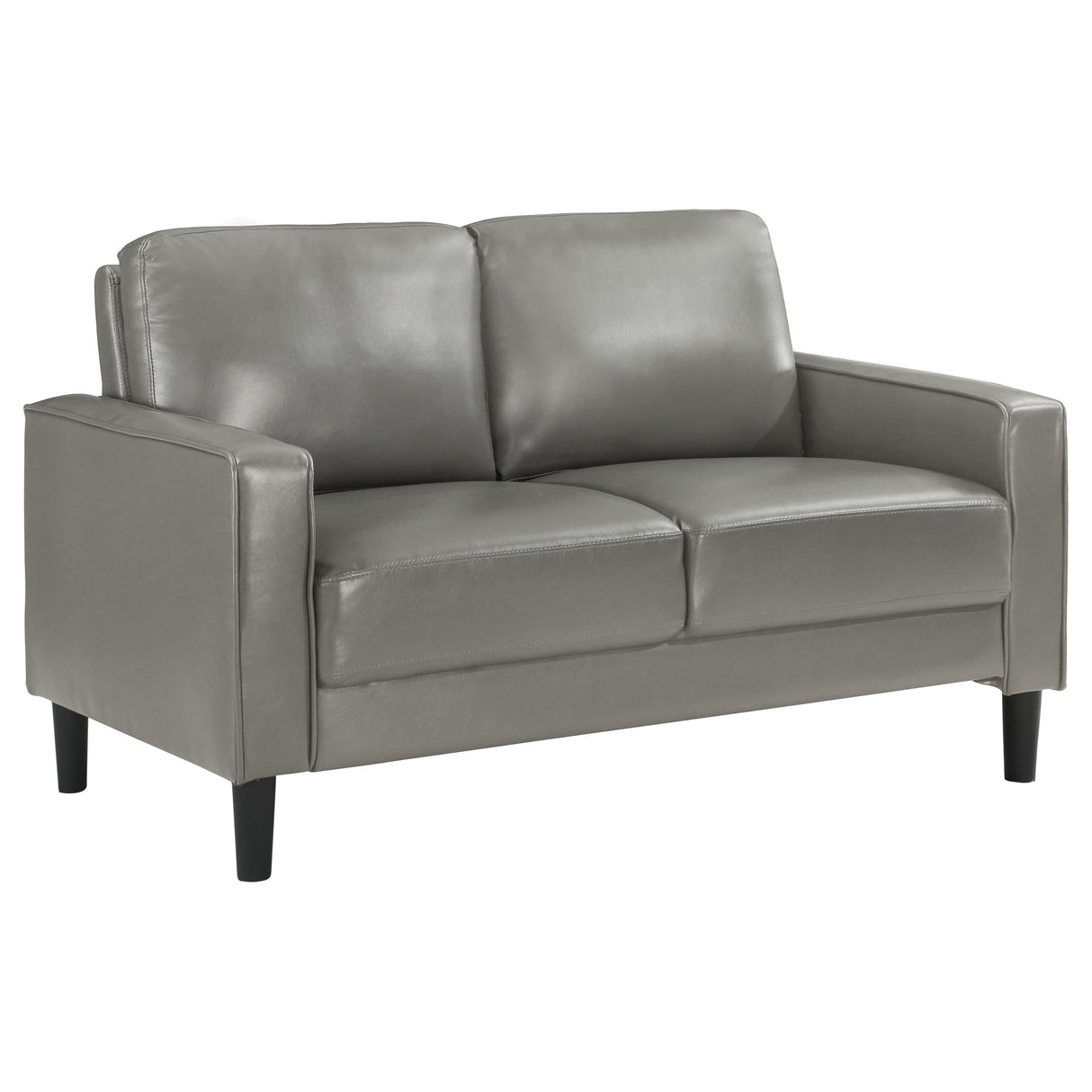 Loveseat - Ruth Upholstered Track Arm Faux Leather Loveseat Grey