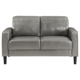 Loveseat - Ruth Upholstered Track Arm Faux Leather Loveseat Grey