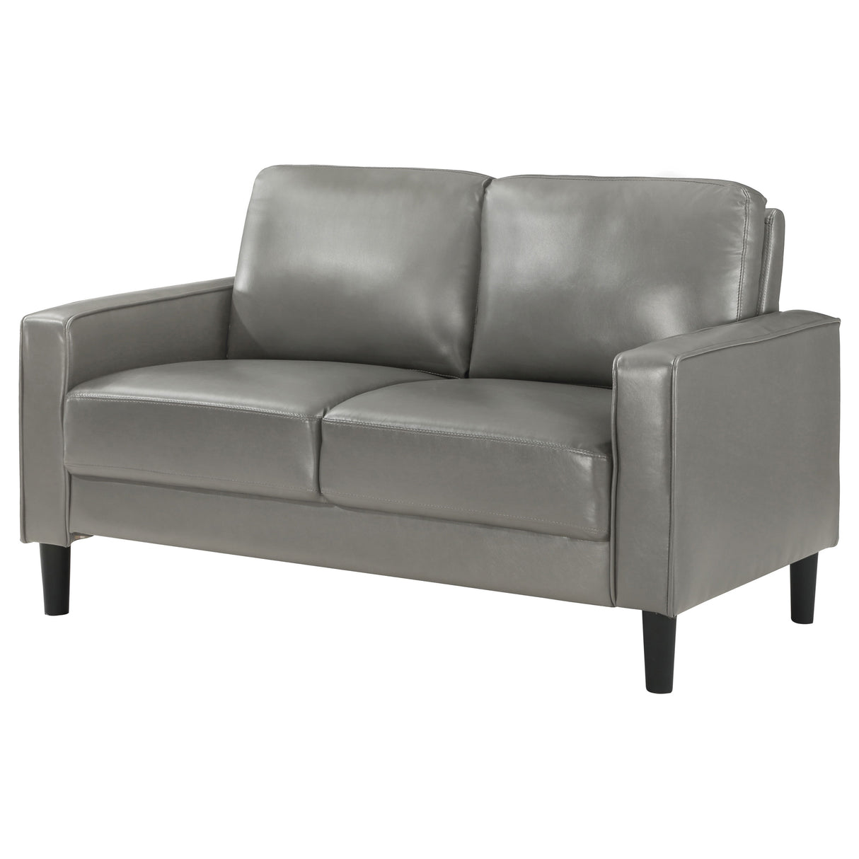 Loveseat - Ruth Upholstered Track Arm Faux Leather Loveseat Grey