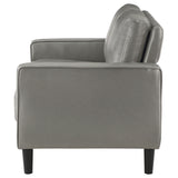 Loveseat - Ruth Upholstered Track Arm Faux Leather Loveseat Grey