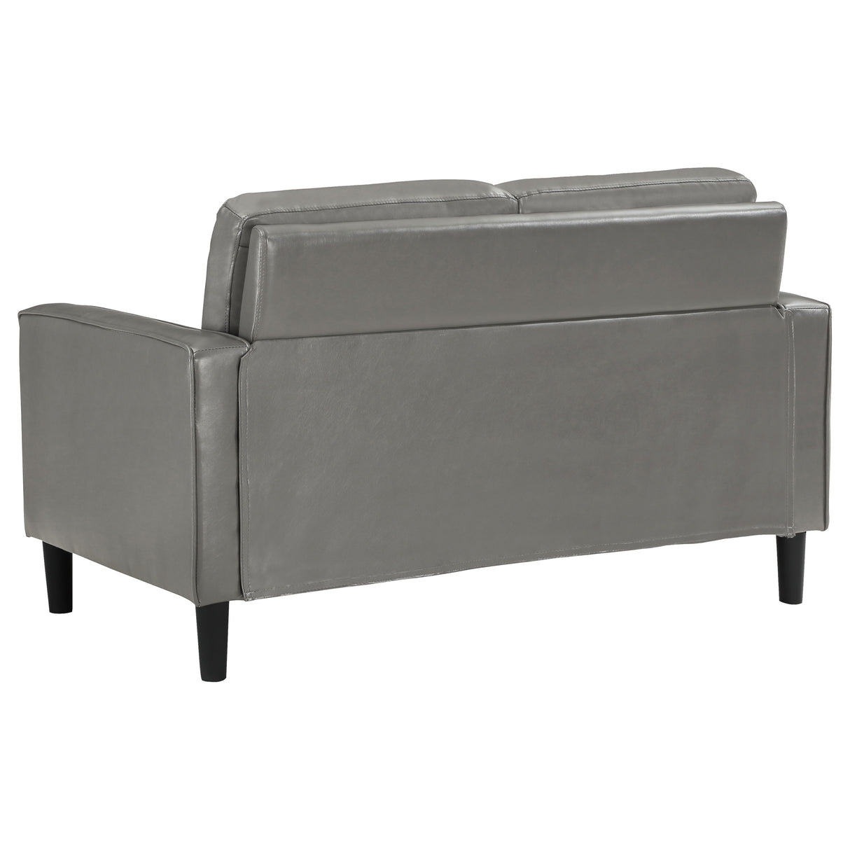 Loveseat - Ruth Upholstered Track Arm Faux Leather Loveseat Grey