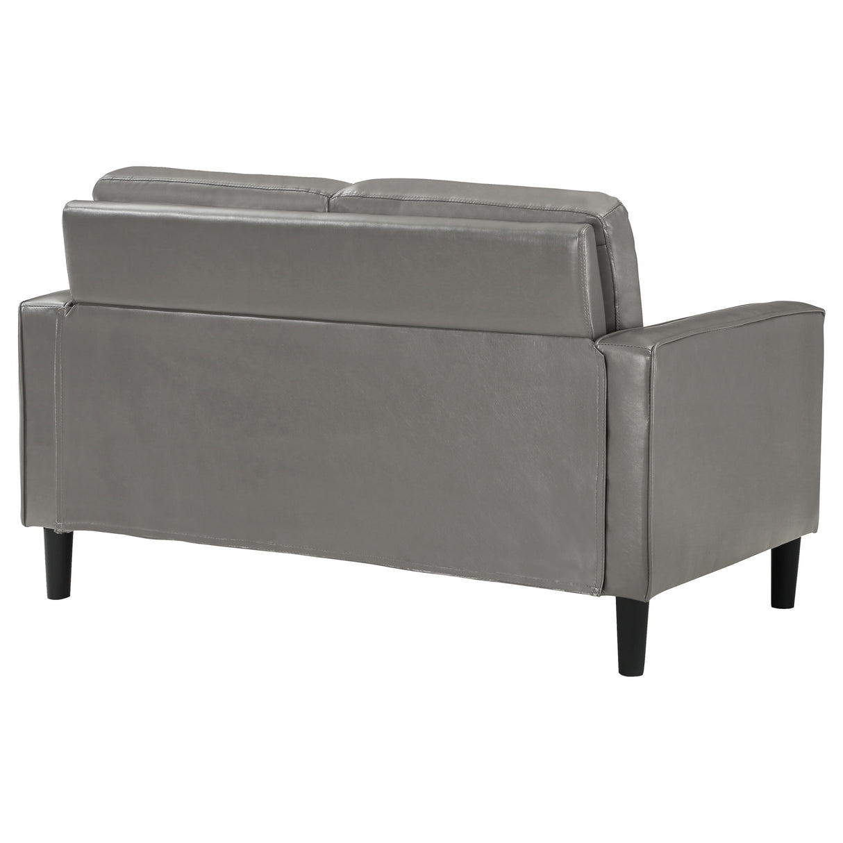 Loveseat - Ruth Upholstered Track Arm Faux Leather Loveseat Grey