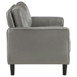 Loveseat - Ruth Upholstered Track Arm Faux Leather Loveseat Grey