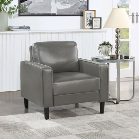 Chair - Ruth Upholstered Track Arm Faux Leather Accent Chair Grey