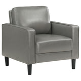 Chair - Ruth Upholstered Track Arm Faux Leather Accent Chair Grey
