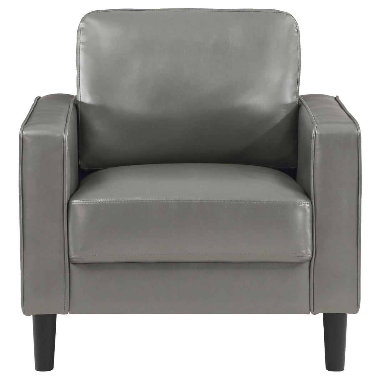 Chair - Ruth Upholstered Track Arm Faux Leather Accent Chair Grey