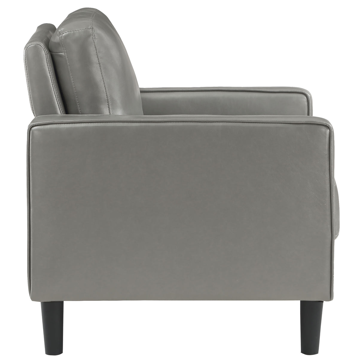 Chair - Ruth Upholstered Track Arm Faux Leather Accent Chair Grey