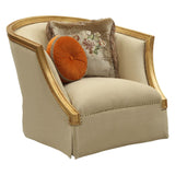 Daesha Chair W/2 Pillows 50837 Tan Flannel & Antique Gold Finish | Acme - 50837 - Home Elegance USA - 1