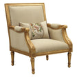 Daesha Chair W/Pillow 50838 Tan Flannel & Antique Gold Finish | Acme | Home Elegance USA