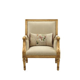 Acme - Daesha Chair W/Pillow 50838 Tan Flannel & Antique Gold Finish