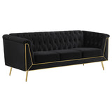 Sofa - Holly Tuxedo Arm Tufted Back Sofa Black