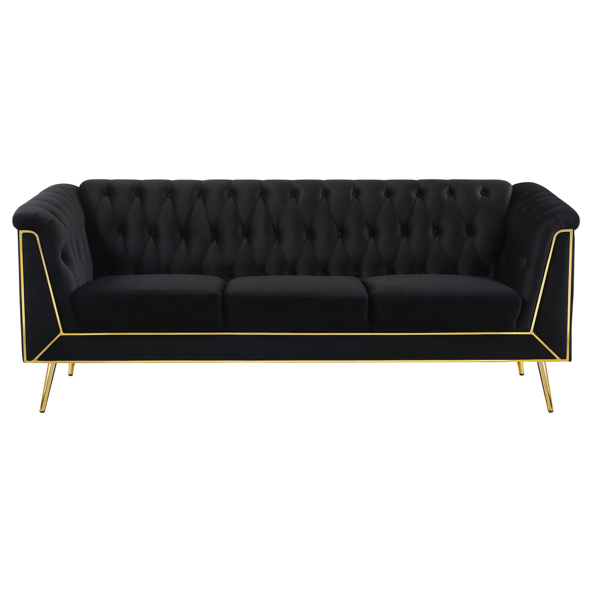 Sofa - Holly Tuxedo Arm Tufted Back Sofa Black