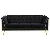 Sofa - Holly Tuxedo Arm Tufted Back Sofa Black