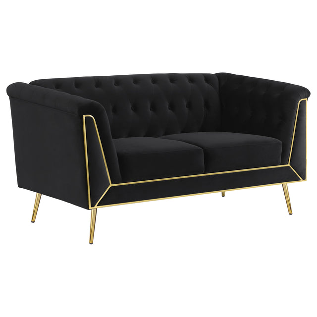 Loveseat - Holly Tuxedo Arm Tufted Back Loveseat Black