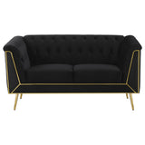 Loveseat - Holly Tuxedo Arm Tufted Back Loveseat Black