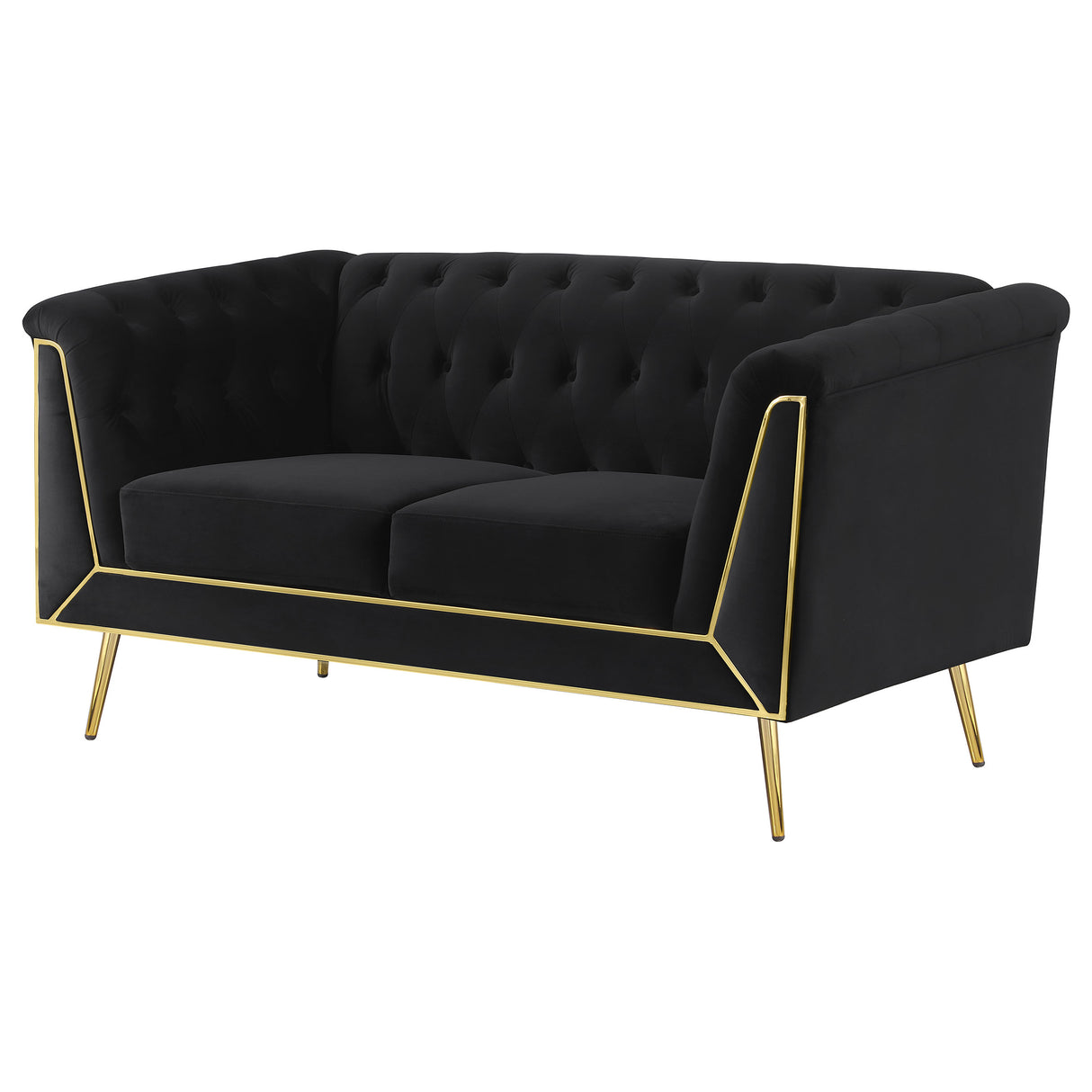 Loveseat - Holly Tuxedo Arm Tufted Back Loveseat Black