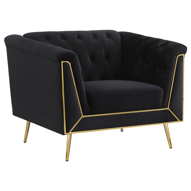 Chair - Holly Tuxedo Arm Tufted Back Chair Black