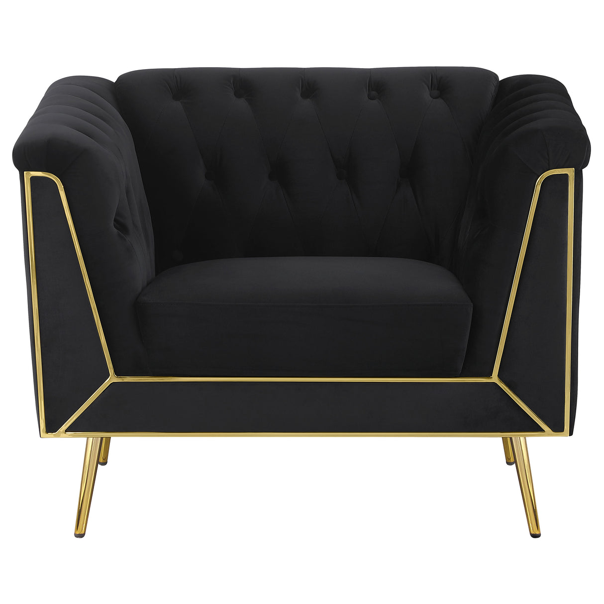 Chair - Holly Tuxedo Arm Tufted Back Chair Black