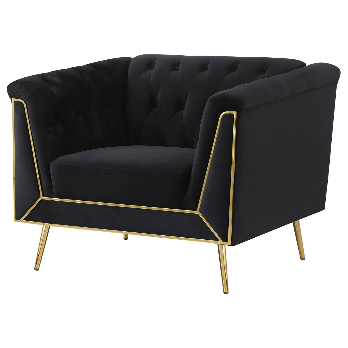 Chair - Holly Tuxedo Arm Tufted Back Chair Black