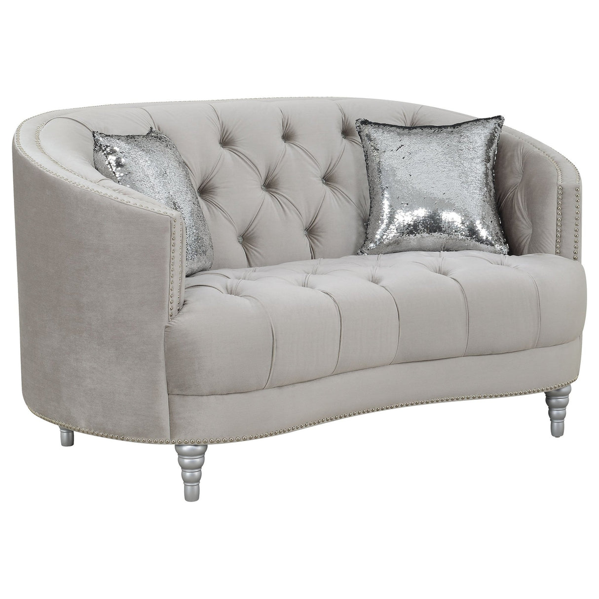 Avonlea Sloped Arm Tufted Loveseat Grey | Coaster | Home Elegance USA