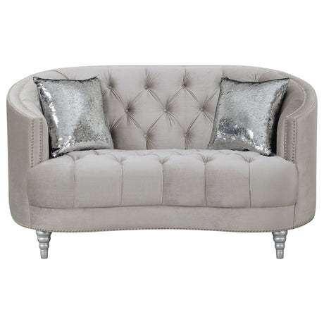 Avonlea Sloped Arm Tufted Loveseat Grey | Coaster - 508462 - Home Elegance USA - 3