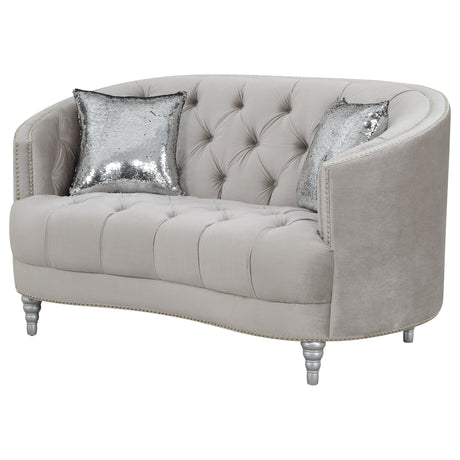 Avonlea Sloped Arm Tufted Loveseat Grey | Coaster - 508462 - Home Elegance USA - 4