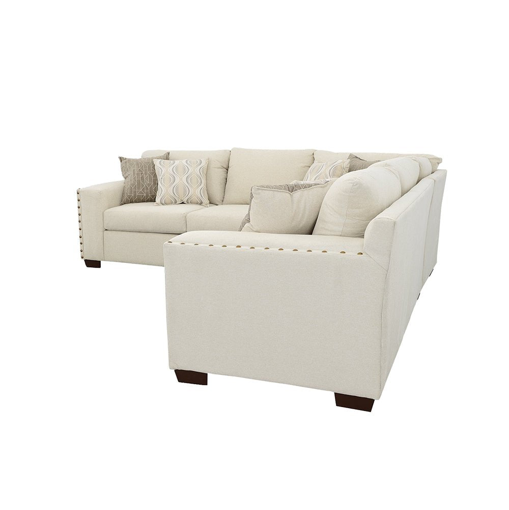 Aria L - shaped Sectional with Nailhead Oatmeal | Coaster | Home Elegance USA