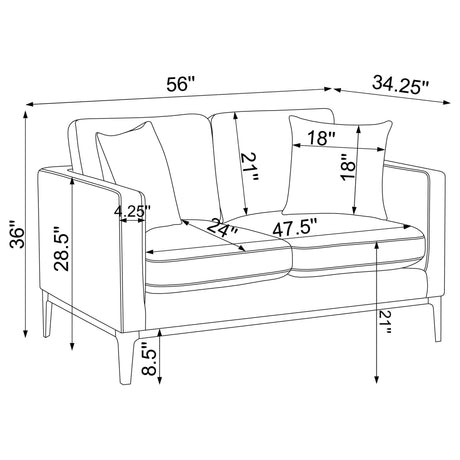 Apperson 2 - piece Living Room Set Grey - 508681 - S2 - image - 12