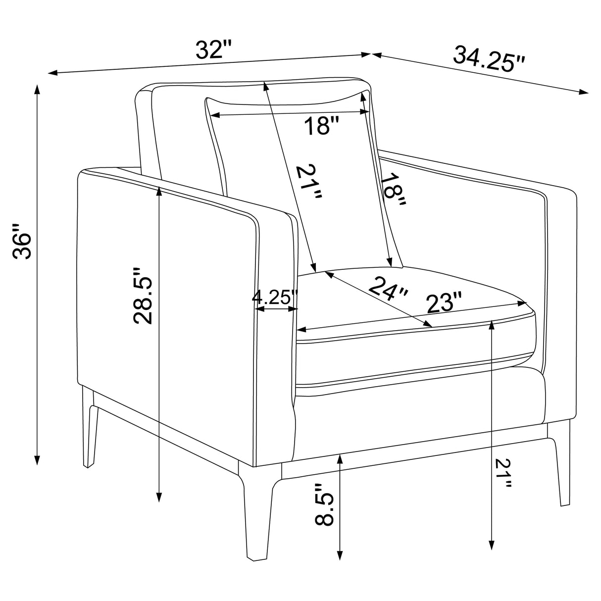 Chair - Apperson Cushioned Back Arm Chair Light Grey