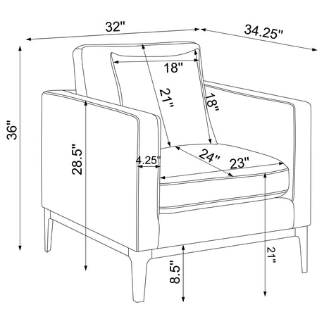 Chair - Apperson Cushioned Back Arm Chair Light Grey