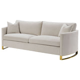 Corliss Upholstered Arched Arms Sofa Beige | Coaster | Home Elegance USA