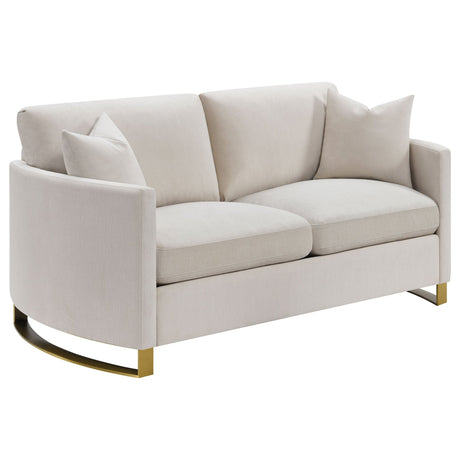 Corliss Upholstered Arched Arms Loveseat Beige | Coaster - 508822 - Home Elegance USA - 1