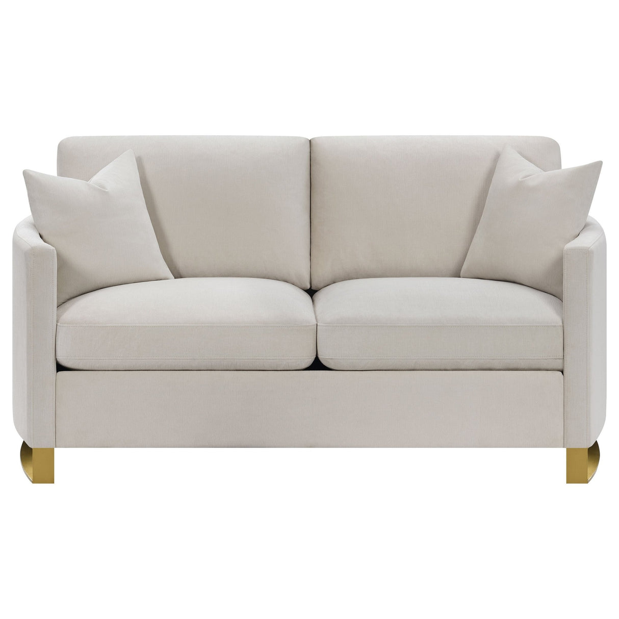 Corliss Upholstered Arched Arms Loveseat Beige | Coaster | Home Elegance USA