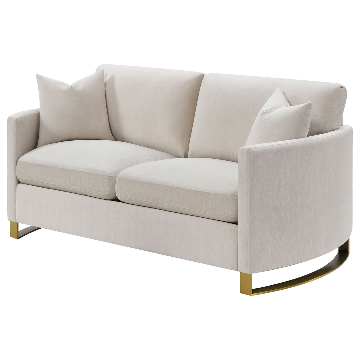 Corliss Upholstered Arched Arms Loveseat Beige | Coaster | Home Elegance USA