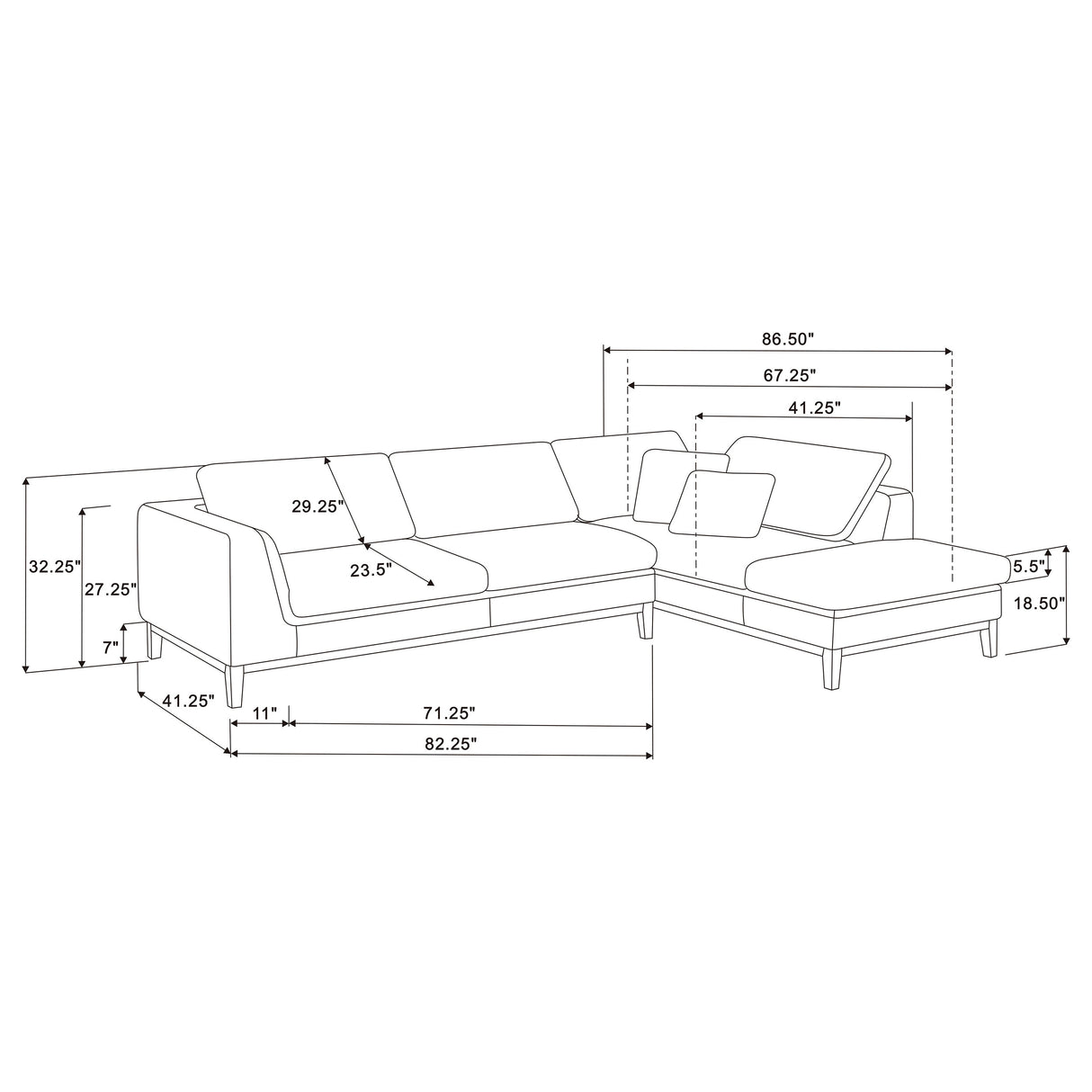 Sectional - Persia 2-piece Modular Sectional Grey