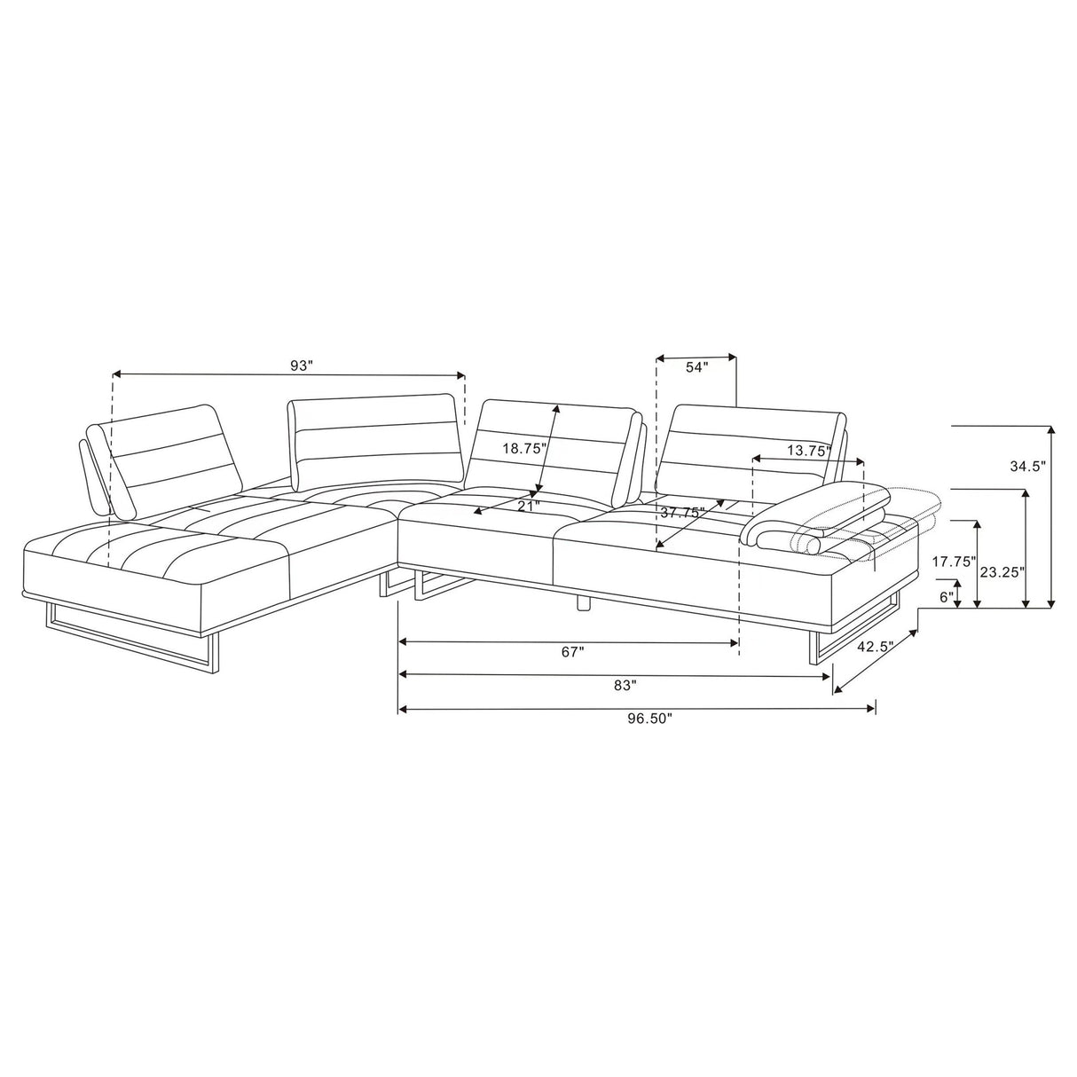 Arden 2 - piece Adjustable Back Sectional Taupe | Coaster | Home Elegance USA