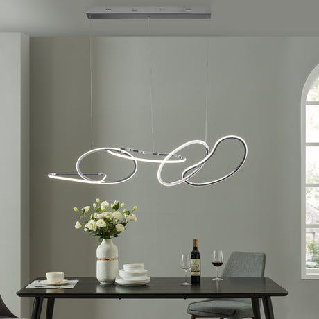Seoul LED Hoops Rectangular Chandelier // Chrome  | Finesse -  Home Elegance USA