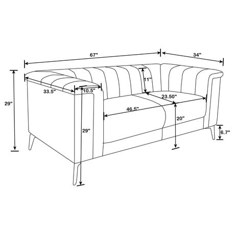 Chalet 3 - piece Tuxedo Arm Living Room Set Blue - 509211 - S3 - image - 13