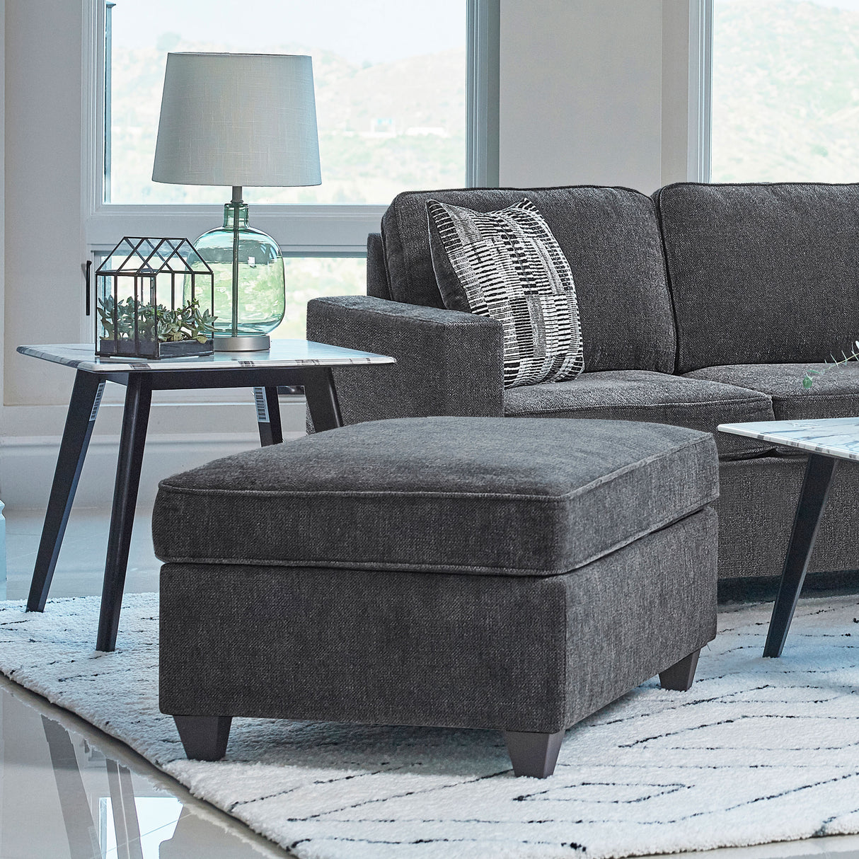 Ottoman - Mccord Upholstered Ottoman Dark Grey