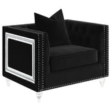 Chair - Delilah Upholstered Tufted Tuxedo Arm Chair Black